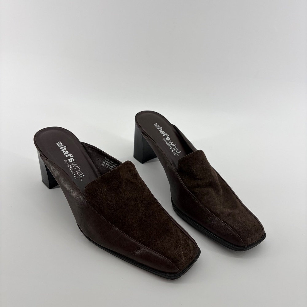 Brown Suede Square-Toe Mule